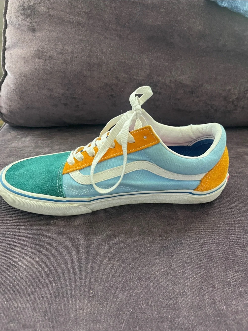 Vans Multicolor Low-Top Sneakers — Teal, Light Blue & Pink